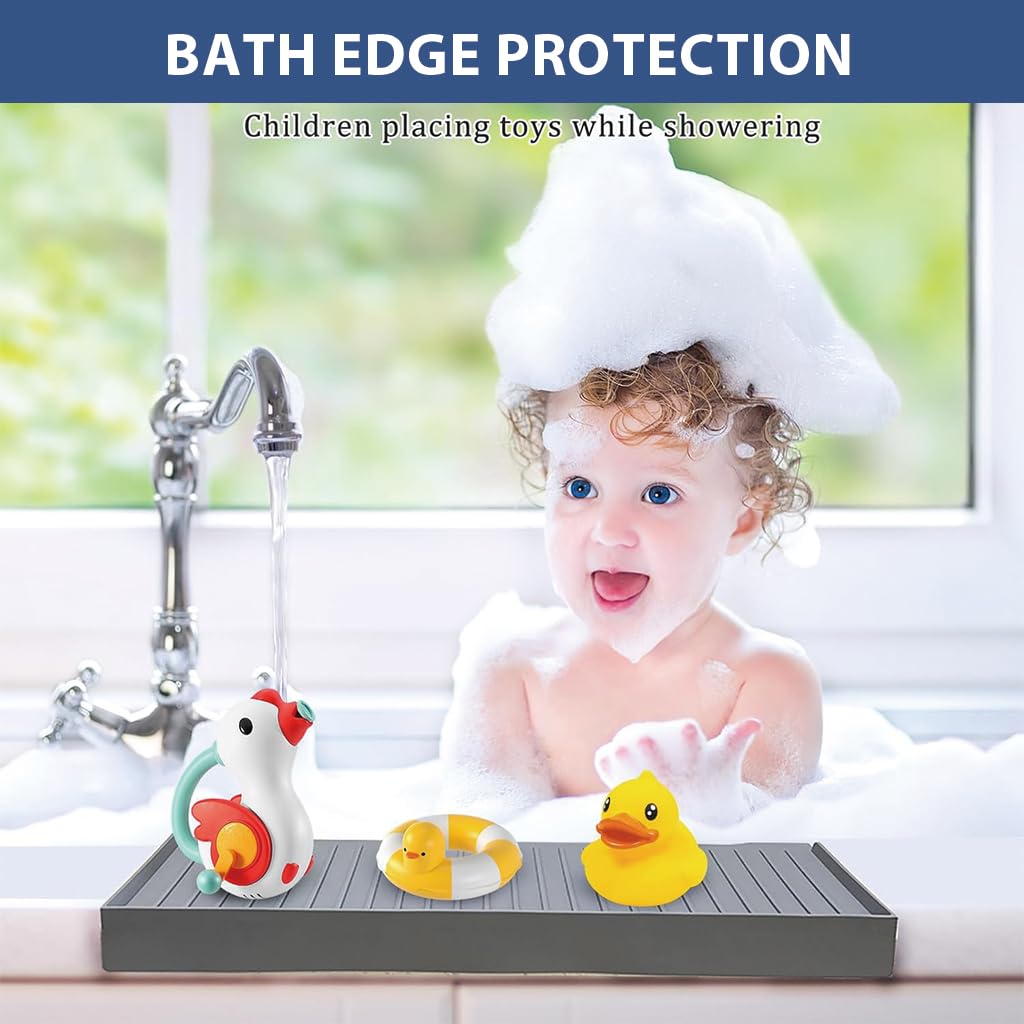 HASTHIP Sink Splash Guard for Kitchen with Raised Edge and Textured Surface | 4x20 in Silicone