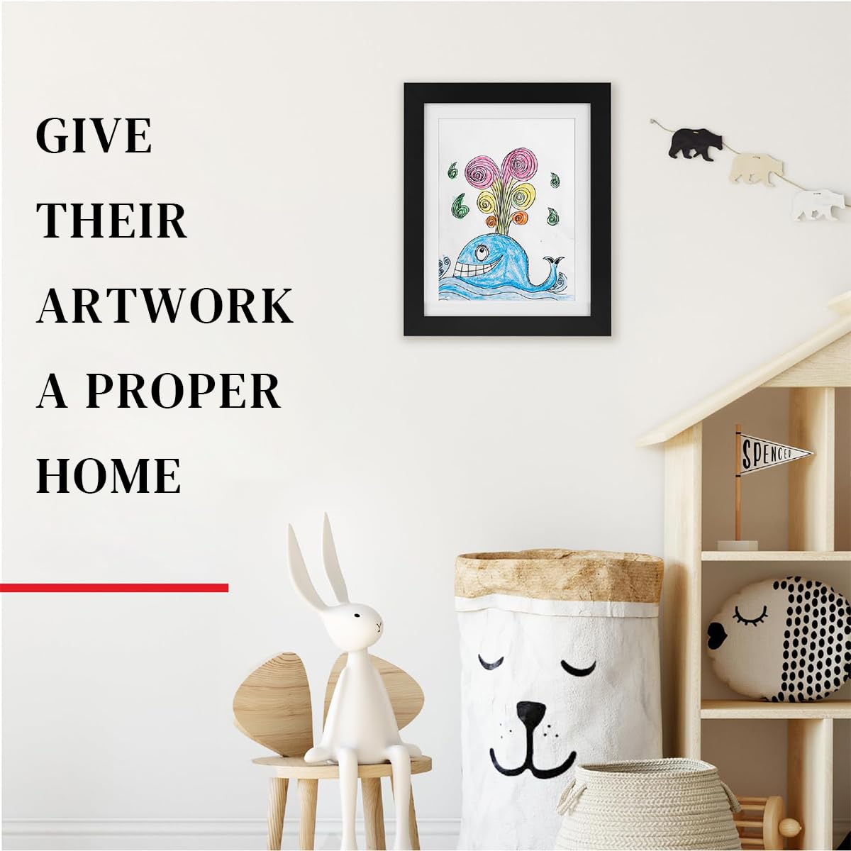 HASTHIP Kids Artwork Frame for Paintings with Front Opening 8.3x11.8 in | Black Display