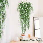 HASTHIP® 3Pcs Realistic Eucalyptus Flower Vine Balcony Flower Decor 30.7 Inches Realistic Flower Hangings Wall Decoration Artificial Eucalyptus Flower Vine Home Decoration Garden Decorative Flower
