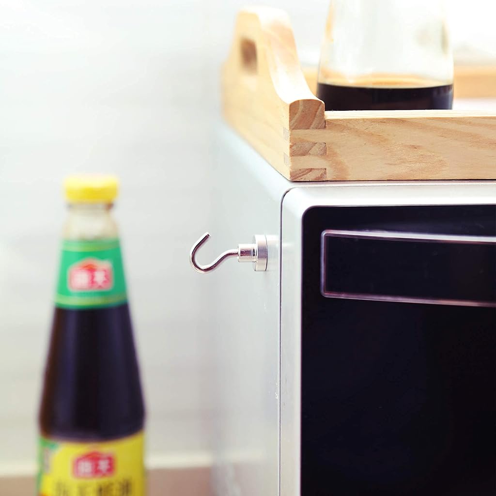 HASTHIP® 22Pcs Neodymium Magnet Hooks, N38 Magnetic Hooks for Fridge, Ceiling, Kitchen, Wall, Rust-Free Heavy Duty 16mm Steel Base for Holding Towels, Cups, Tools, Indoor Outdoor Versatile Use