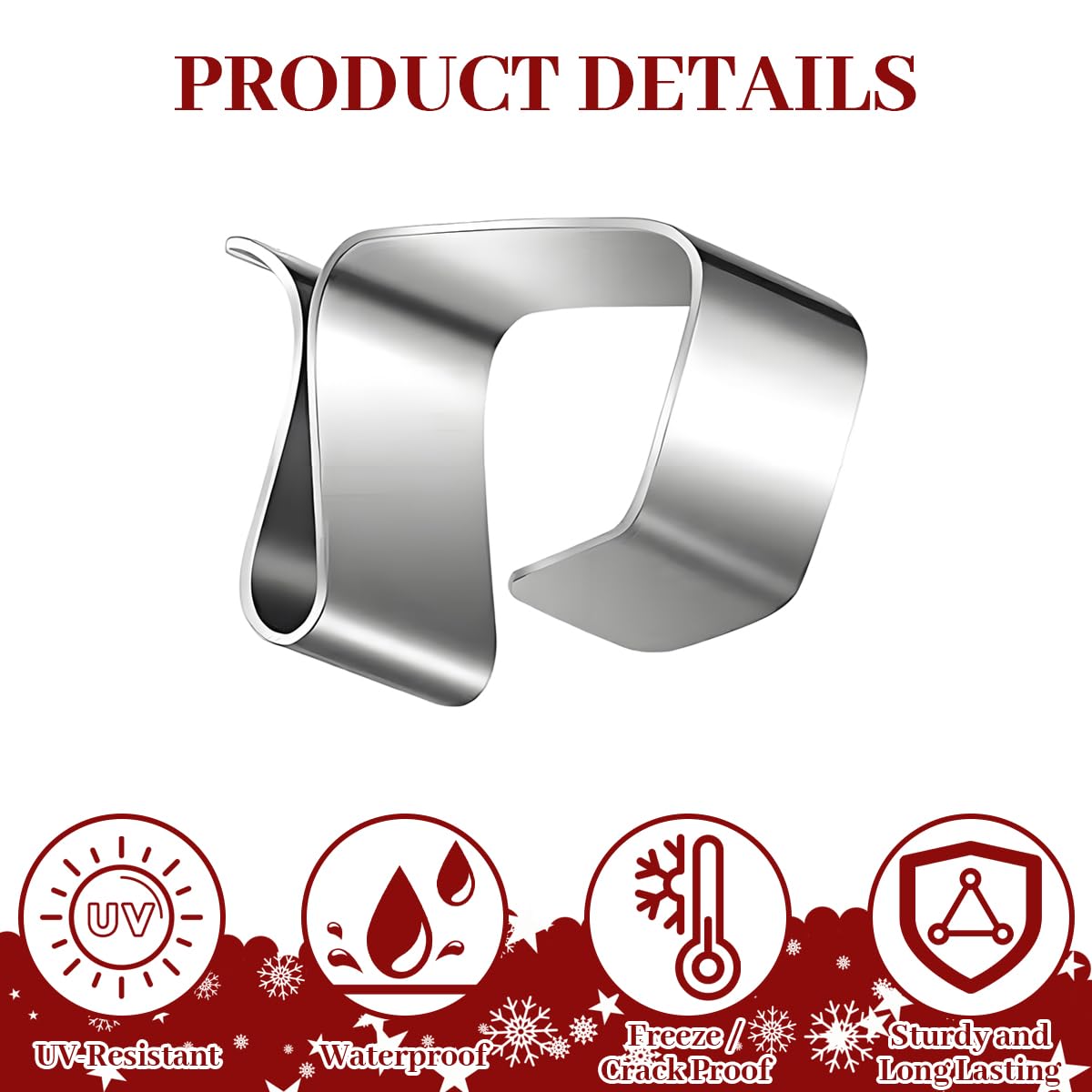 HASTHIP Christmas Light Clips for Outdoor Decorations with Drainage Slot | 50 Stainless Steel Wire Holders