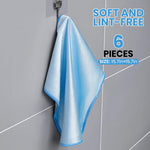 HASTHIP Microfiber Cleaning Cloths for Kitchen and Bathroom with Ultra Fine Fibers 6 Pcs 40x40cm Blue
