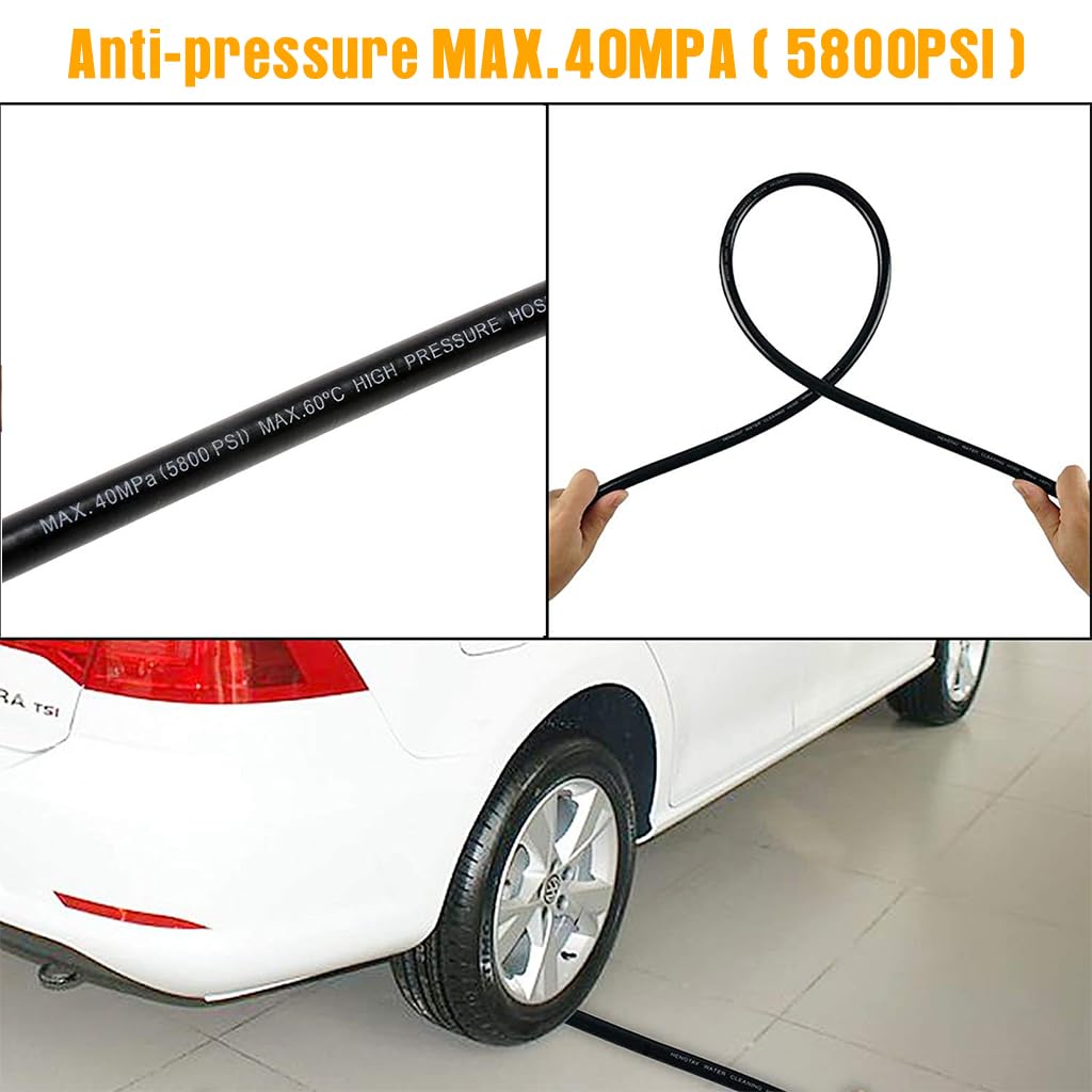 HASTHIP Pressure Washer Hose 6m 5800 PSI for Car Cleaning with PVC Material | 2PCS Set