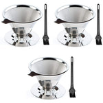 HASTHIP Pour Over Coffee Dripper for Hand Brewing with Dual Filter Mesh | 1-6 Cup Stainless Steel Reusable Set