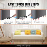 HASTHIP Furniture Lifter for Moving Heavy Furniture with 700kg Capacity and 5 Wheel Design | Carbon Steel Dolly Set