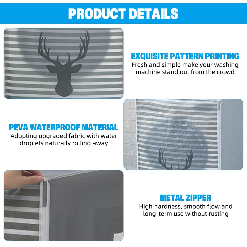 HASTHIP Washing Machine Dust Cover for Front Load Washer with Zipper Front | 56x60x83cm Waterproof PEVA