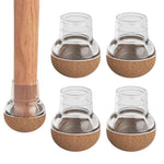 HASTHIP Chair Leg Floor Protector 4pcs for Hardwood Floors with Anti Slip Felt Pads | Transparent Brown Silicone Caps
