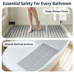 HASTHIP® Bathroom Mats, Suction Cup Shower Mat, 35.4''x 15.7'' Silicone Shower Mats for Bathroom Anti Slip, Anti-Skid Bathroom Safety Mat with Strong Grip, Quick Drain Design for Shower & Bathtub