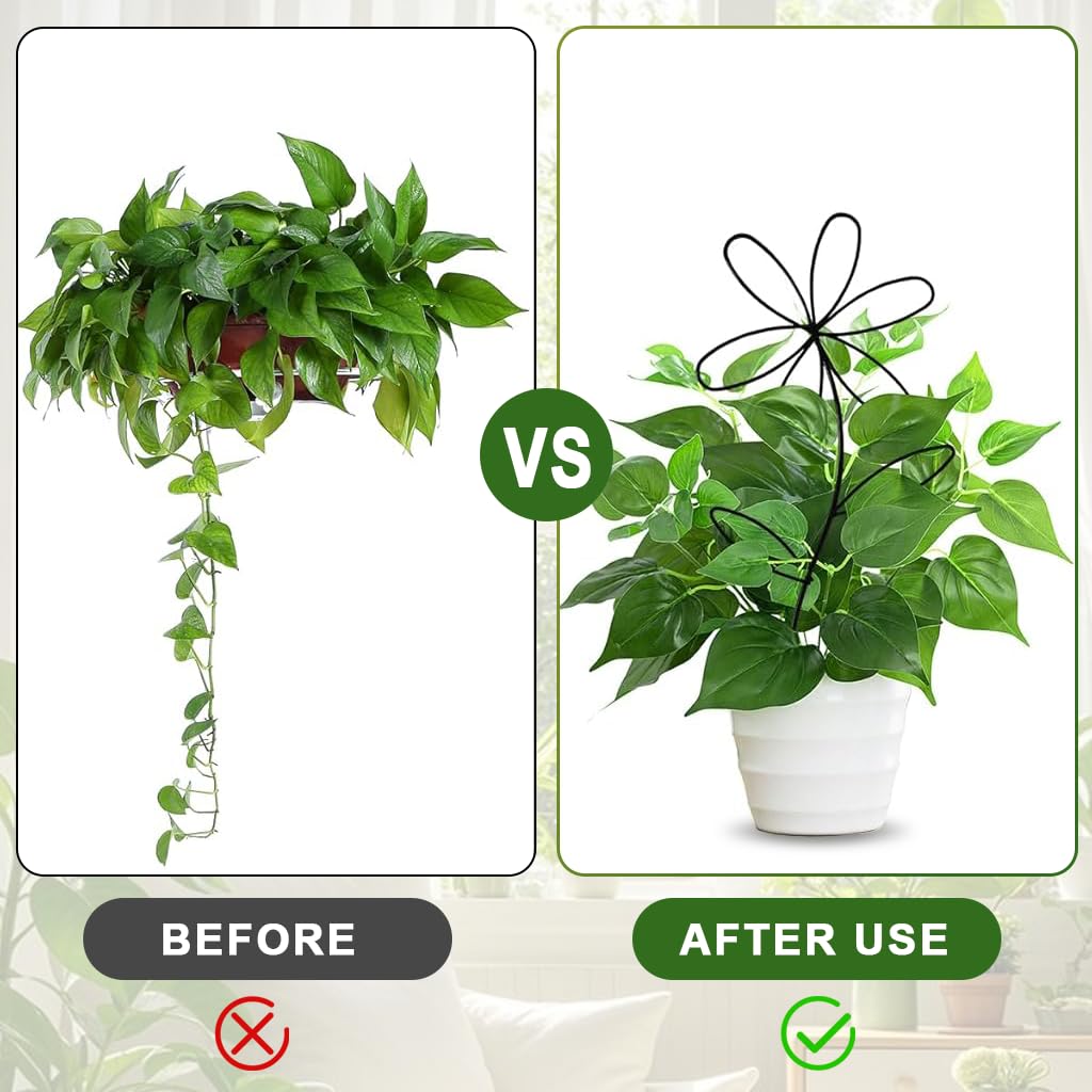 HASTHIP Wire Plant Trellis for Climbing Plants with Flower Design, 2Pcs 14x32cm & 12x32cm