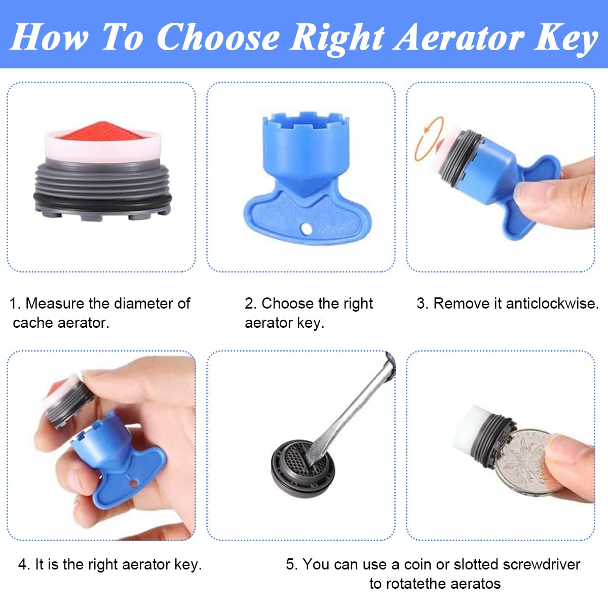 HASTHIP Cache Aerator Set for Sink Faucets with 12 pcs and 6 Removal Keys | ABS Material