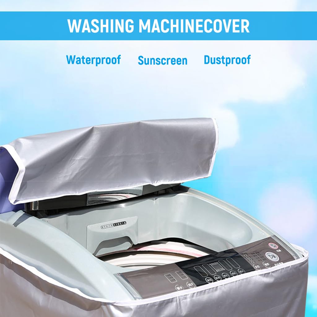 HASTHIP Top Load Washing Machine Cover 60×62×95cm with Roll Up Flap and Silver UV Resistant Protection
