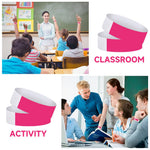 HASTHIP Paper Wristbands for Events with Self Adhesive Closure 300 Pack Rose Red | 25cm Adjustable Bands