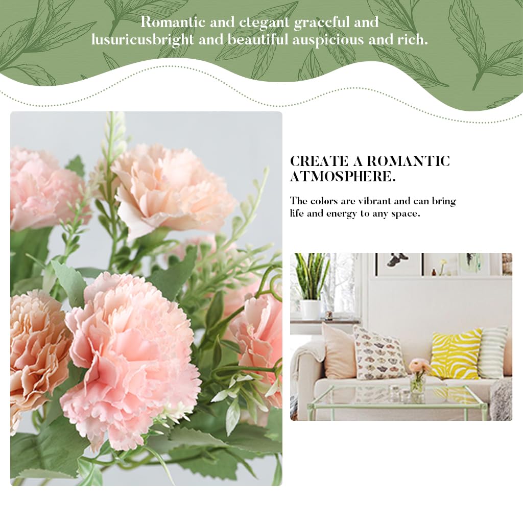 2Pcs Carnation Artificial Flowers for Vase Decoration Home Decor Items Plastic Flowers Decoration Fake Flowers for Home, Living Room, Festival, Party, Wedding Decor, DIY, No Vase or Basket