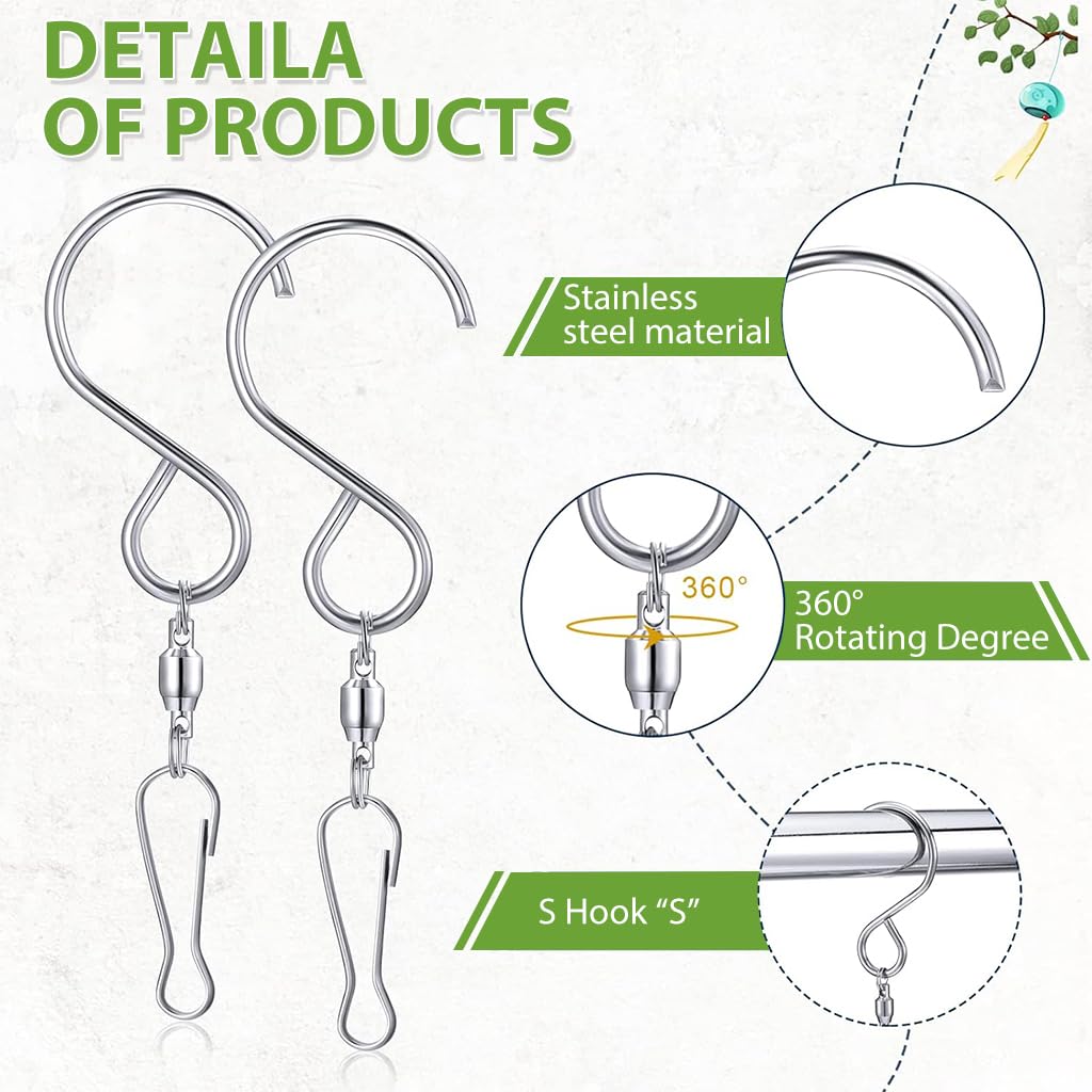 HASTHIP S Hooks for Home Decor with 360 Degree Swivel Loop Buckles Stainless Steel 4Pcs Set