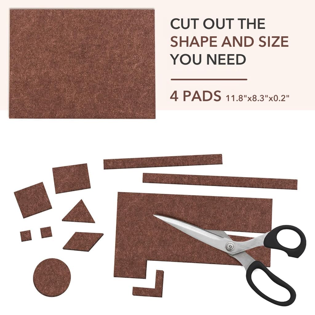 HASTHIP Furniture Felt Pads for Hardwood Floors with 3M Self Adhesive 4Pack 21x30cm | Cuttable Non Slip Noise Reduction Protectors