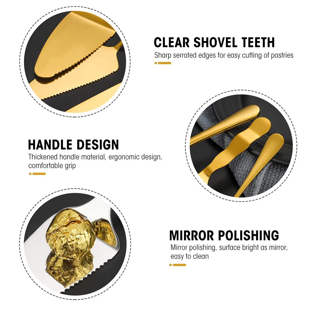 HASTHIP Cake Cutting Knife Set for Birthday and Anniversary with 2 Gold Stainless Steel Pieces | Elegant Server and Spatula