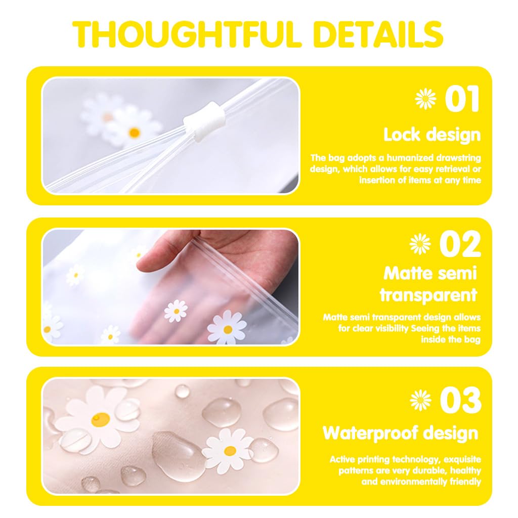 HASTHIP Clothing Storage Bags for Travel and Home with Zip Lock | 10 Pcs Matte PEVA Daisy Print