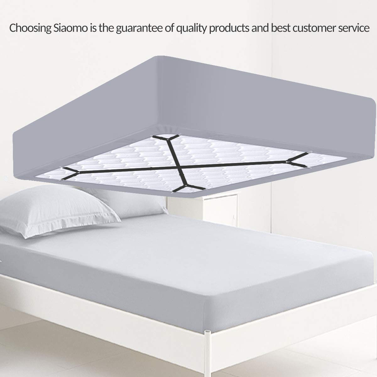 HASTHIP Bedsheet Holder 6PCS for Neat Corners with Heavy Duty Grippers and Adjustable 95–175cm Straps | Elastic Polyester Clips for All Bed Sizes