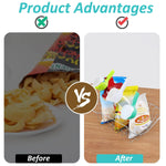 HASTHIP® 4Pcs Bag Clips for Food, Food Snack Bag Pouch Clip Sealer with Sealing Lid, 2 in 1Snack Seal Sealing Bag Clips Vacuum Sealer, Great for Organizing and Storing Food in the Kitchen