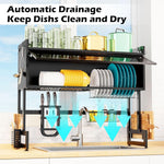 HASTHIP Over Sink Kitchen Organizer for Cutlery and Dishes featuring 2 Tier Carbon Steel Rack