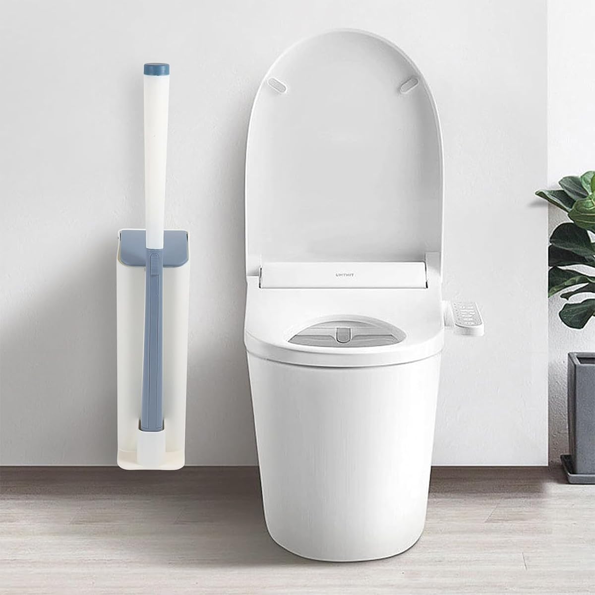 HASTHIP Toilet Cleaner Brush Set with 17.7 in Ergonomic Handle and 16 Disposable Sponge Heads | Includes Holder for Hygienic Bathroom Cleaning