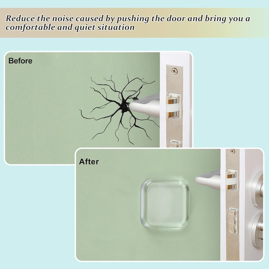 HASTHIP® Clear Rubber Door Stopper Wall Protector 6 Pack Self-Adhesive Silicone Gel Bumper Pads for Home Office Furniture Door Handle Cushion Anti-Collision Sound Dampening Transparent