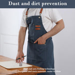 HASTHIP Canvas Work Apron for Kitchen and Workshop with Metal Eyelets and Multi Pockets | Dark Blue Adjustable Tie Back
