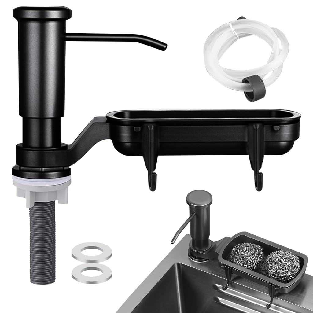 HASTHIP® Mesen Dish Soap Dispenser for Kitchen Sink Dispenser, Countertop Soap Dispenser Pump with Storage Rack 40" Extension Tube kit,