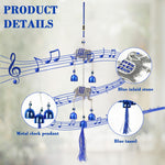 HASTHIP Elephant Wind Chimes for Balcony with 5 Blue Metal Bells | Good Luck Home Decor