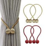 HASTHIP Curtain Tiebacks for Home and Office with Strong Magnetic Clips | 16in Rope & Gold Polyester Design
