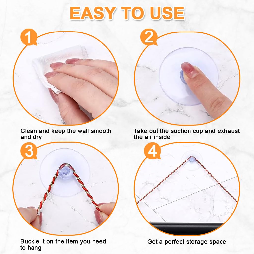 HASTHIP Suction Cup Hooks for Kitchen and Bathroom featuring Strong Hold Clear PVC | 40pcs in 4 Sizes