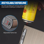 HASTHIP Cigarette Case with Refillable Torch Lighter for Daily Use featuring Brushed Aluminum Alloy Holds 20 Cigarettes