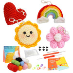 HASTHIP® DIY Crochet Kit,4 PCS Cartoon Stuffed Toy Making Set with Tools & Tutorials,Beginner-Friendly Crochet Starter Kit Handmade Gift for Kids & Adults DIY Pendant Material
