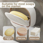HASTHIP Soap Holder for Bathroom and Kitchen with Flip-Up Cover and 12x5x11.5cm PP Tray | Wall Mounted Space-Saving Design