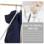 HASTHIP® Retractable Clothesline Pole, 32.6"-56.2" Telescopic Laundry Hanging Rod, Zinc Alloy Prongs Clothesline Pole, Suitable for Indoor and Outdoor Use