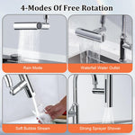 HASTHIP® Kitchen Faucet 360° Swivel 4 in 1 Waterfall Kitchen Faucet Plating Kitchen Sink Faucet Extender Splash-proof Faucet Universal Waterfall Kitchen Faucet with Installation Kit