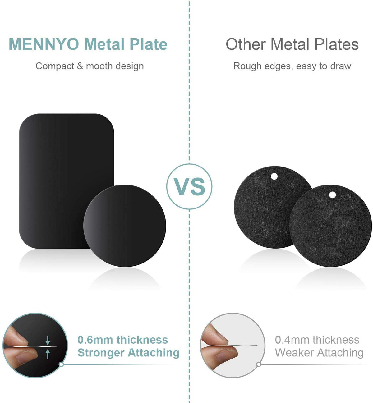 HASTHIP Universal Metal Plate for Magnetic Car Mount featuring Strong Adhesive and Smooth Edges | 8 Pcs Set