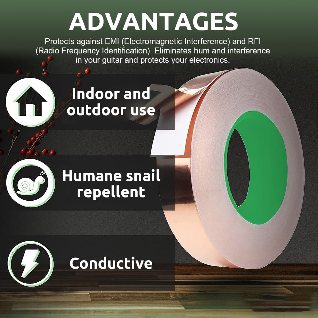 HASTHIP Copper Foil Tape for Wrapping and Insulating Wire featuring Self Adhesive Conductive 2CM x 20M | Heat Resistant for Automotive and Electronic Use