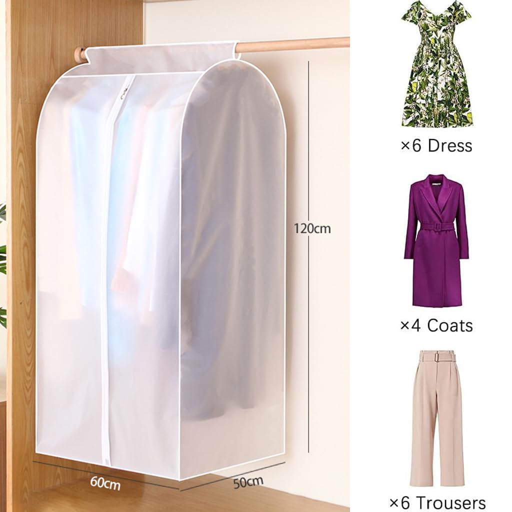HASTHIP Hanging Garment Bag for Wardrobe Storage with Hook and Loop Closure | 60×50×120 cm PEVA Dust Cover