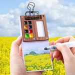 HASTHIP® Pocket Watercolor Acrylic Painting Book 12-Color Acrylic Paints Set with 2.36 inches Mini Acrylic 8-Grid Palette & Brush Pen Travel Sketching Painting Kit Christmas Gift for Kids