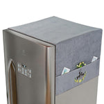 HASTHIP Fridge Dust Proof Cover for Double Door Use with Side Pockets 21.6 x 55 in Grey | Chenille Plush Design
