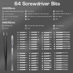 HASTHIP® Electric Screwdriver, Precision Screwdriver Set, 68 in 1 Electric Screwdriver Kit with 64 Magnetic Bits, 5 Adjustable Torques & LED USB, for Watches, Phones, Laptops, Cameras Repair Kit