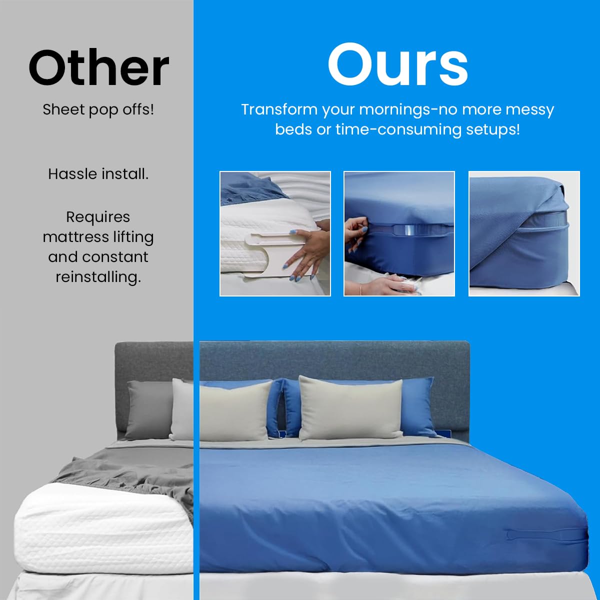 HASTHIP Fitted Sheet Fasteners Set for Secure Bed Corners with Curved Clamp Design Pack of 4