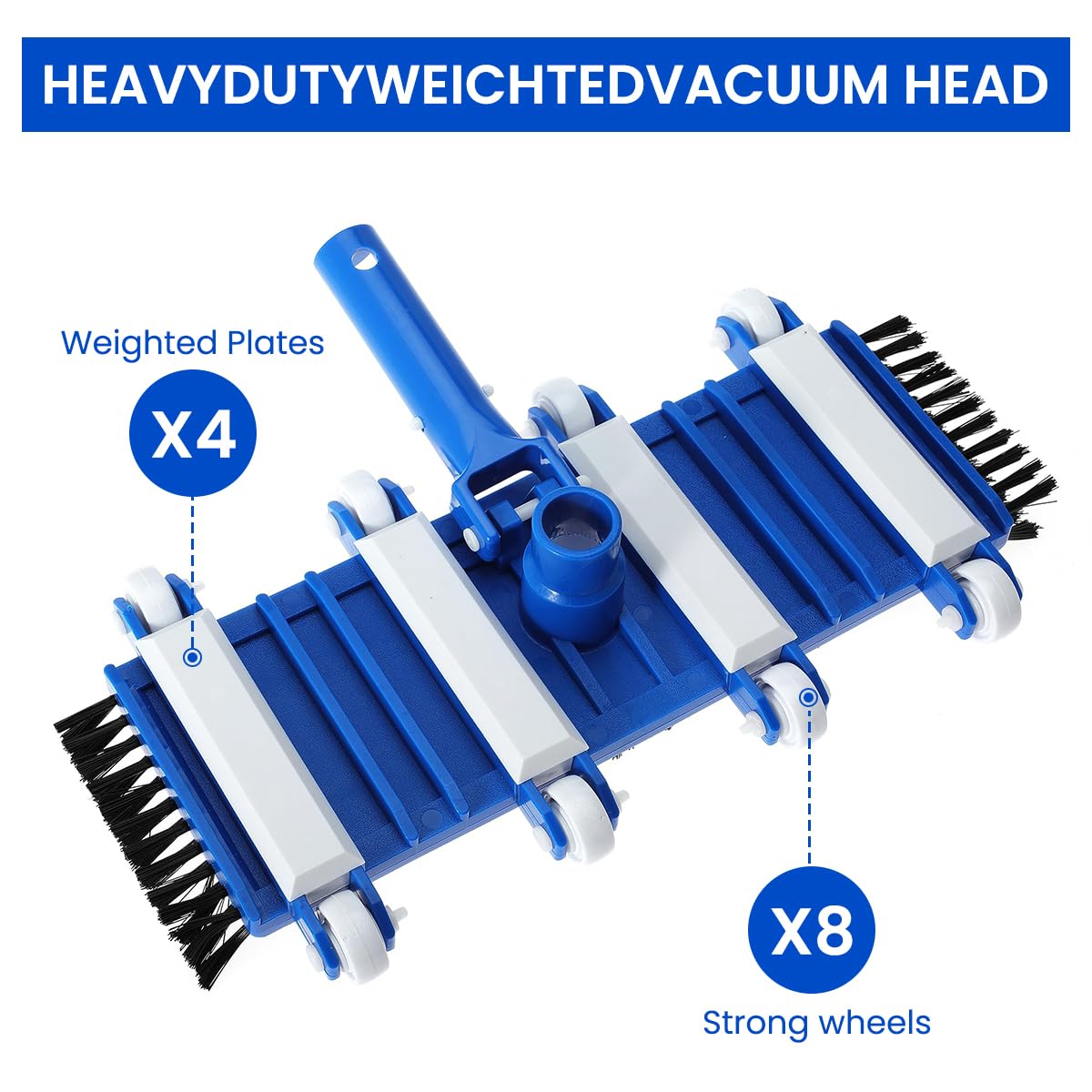 HASTHIP Pool Vacuum Head for Ground Pool with 14 in Wide Coverage and Swiveling Neck | Universal Fit