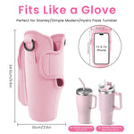 HASTHIP Water Bottle Carrier Bag for Stanley 30 oz Tumbler with Phone Pocket and Adjustable Strap | Pink Neoprene Holder
