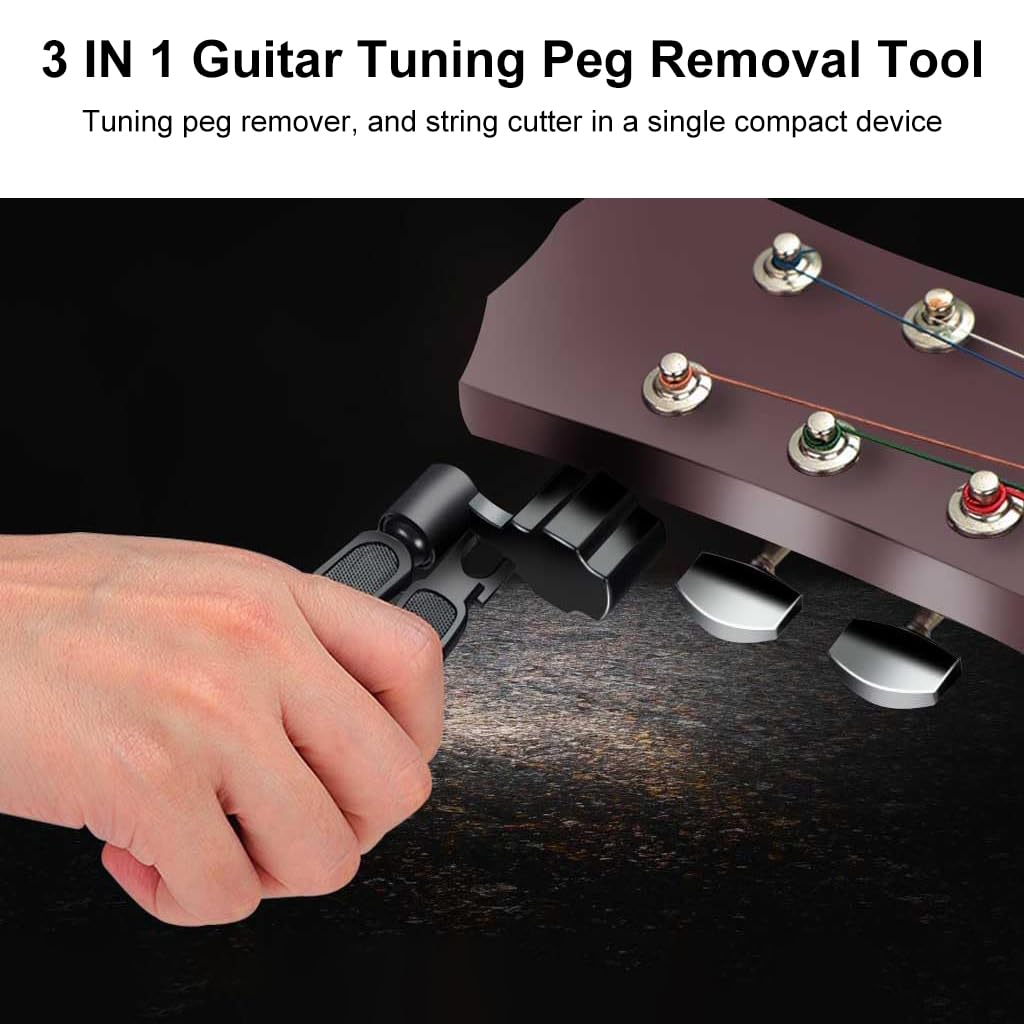 HASTHIP Guitar Tuning Peg Removal Tool for String Changes with 3 in 1 Winder and Cutter | Metal and ABS Construction