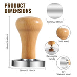 HASTHIP® 58mm Espresso Tamper Heavy Duty Stainless Steel Barista Coffee Tamper Elegant Solid Wooden Handle Espresso Tamper Espresso Tamper Coffee