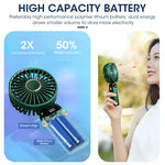 HASTHIP Hand Fan for Women with 3000mAh Battery and 5 Speeds featuring Foldable 90° Base | Green Portable USB Rechargeable Fan