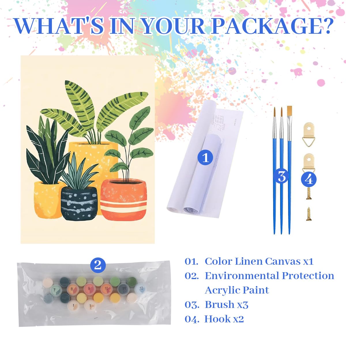 HASTHIP Paint by Numbers Kit for Adults and Kids featuring 40x50cm Canvas | Acrylic Botanical Art Set