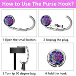 HASTHIP® 3Pcs Desk Bag Hanger Aesthetic Mandala Metal Bag Hanger Portable Folding Bag Ring Hanger for Table, Office Desk Aluminum Alloy Removable Hooks for Bags, Handbag, Backpack